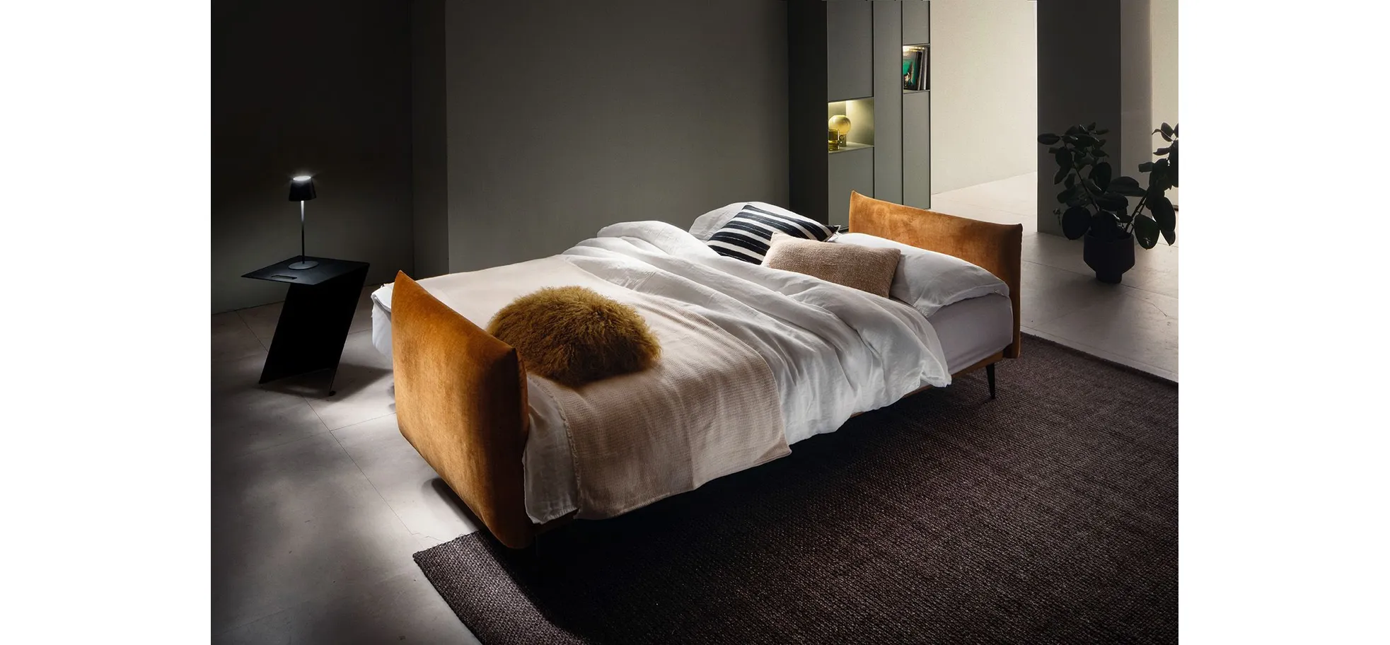Schlafsofa Nettuno - 3-Sitzer, inkl. Schlaffunktion, Velour, Champagner