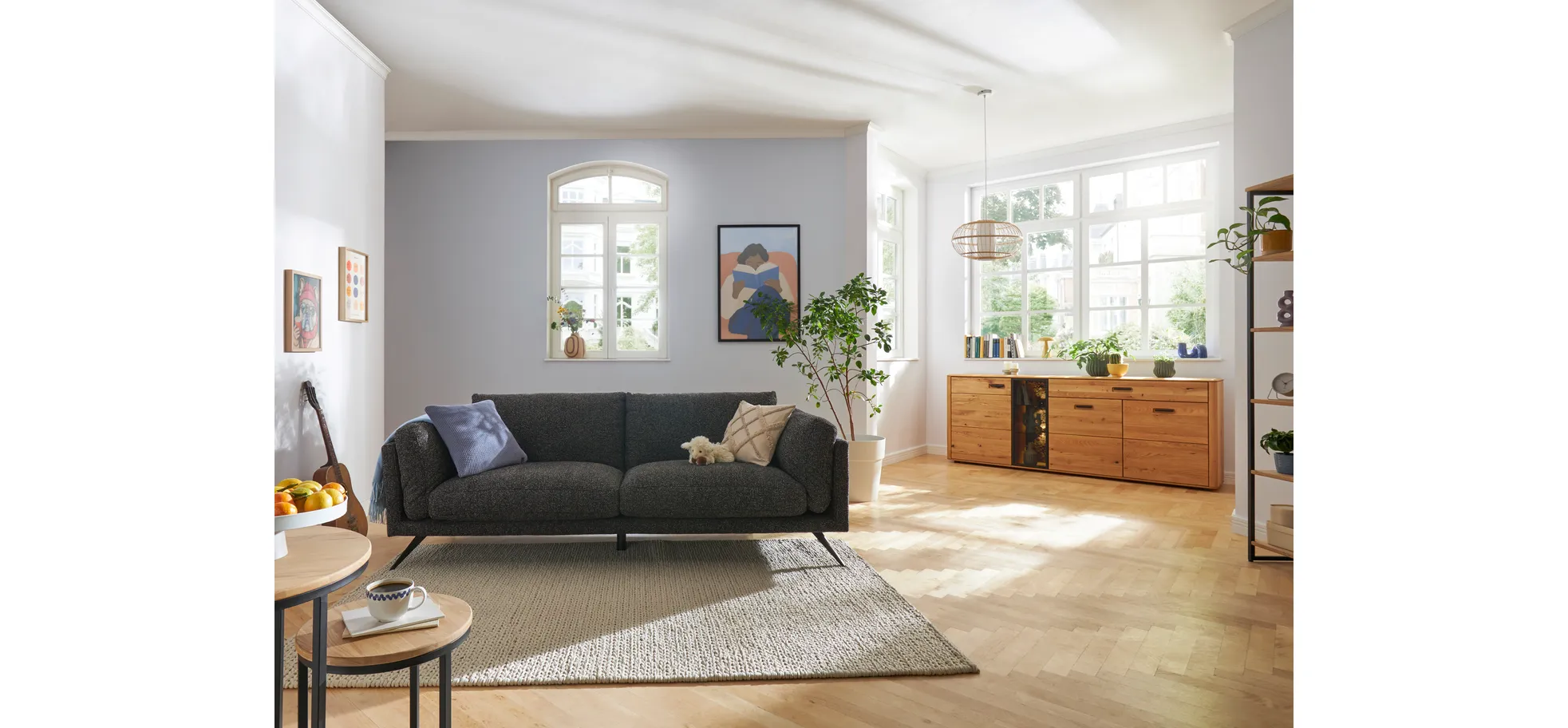 Sofa Valdemoro - 3-Sitzer, Stoff, Anthrazit