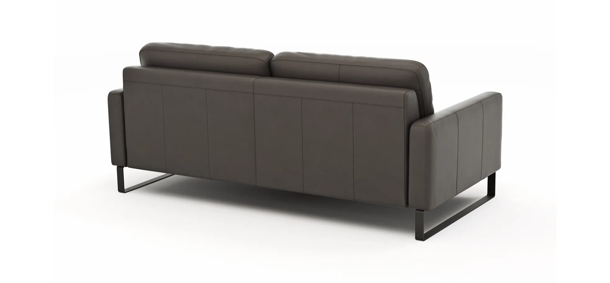 Sofa Enna - 3,5-Sitzer, Armlehne A, Leder, Schwarz, Kufe, Schwarz