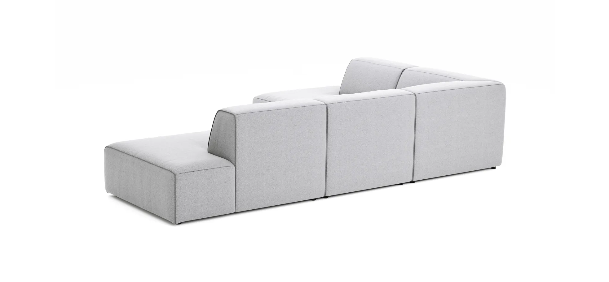 Ecksofa Elementos - Ecke links mit 1-Sitzer und Abschlusselement, Stoff, Hellgrau