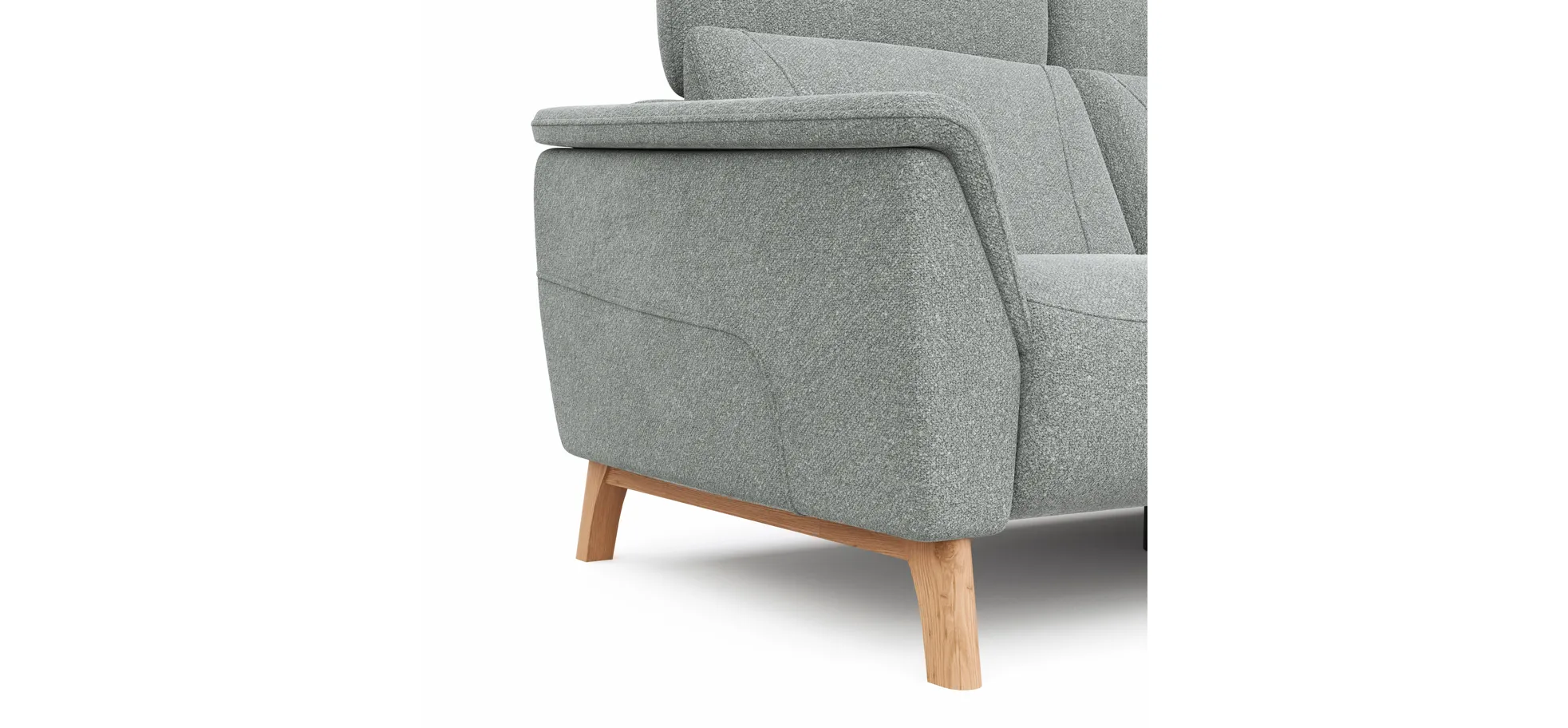 Sofa Nevin - 2,5-Sitzer inkl. Sitzvorzug (motorisch) und Kopfpolsterverstellung, Stoff, Silbergrau