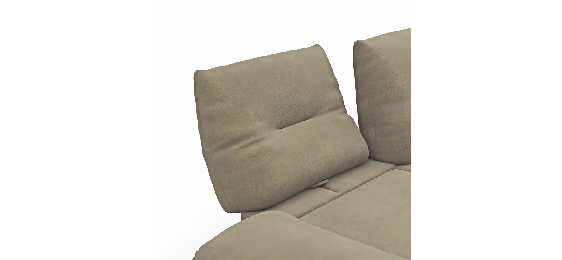 Sofa Lucero - 2,5-Sitzer inkl. Drehsitze und Armlehne/Rückenlehne und Sitztiefe verstellbar, Leder, Taupe 