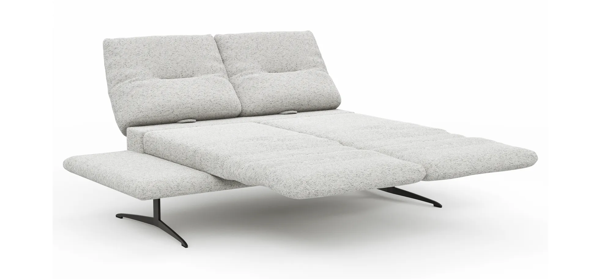 Sofa Lucero 2.0 - 2-Sitzer inkl. Drehsitz, Rollout-Armlehne und Sitztiefe verstellbar, Stoff, Offwhite