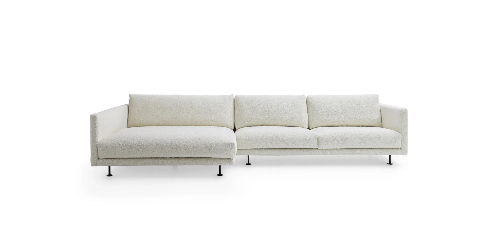 Ecksofa Cuneo - Longchair links, 2-Sitzer, Boucle, Creme 100894