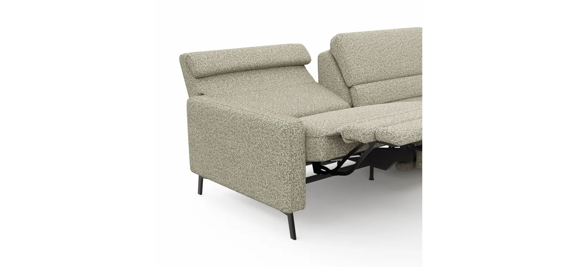 Ecksofa Valera - 3-Sitzer mit Ecke rechts inkl. Rückenlehne verstellbar und Relaxfunktion motorisch, Stoff, Limone