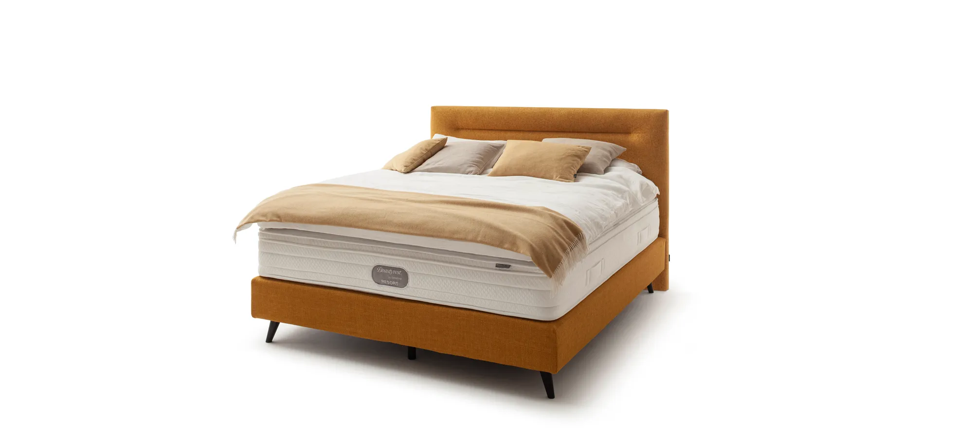 Boxspringbett Navelli 2 - Liegefläche ca. 180x200 cm, Stoff, Kurkuma