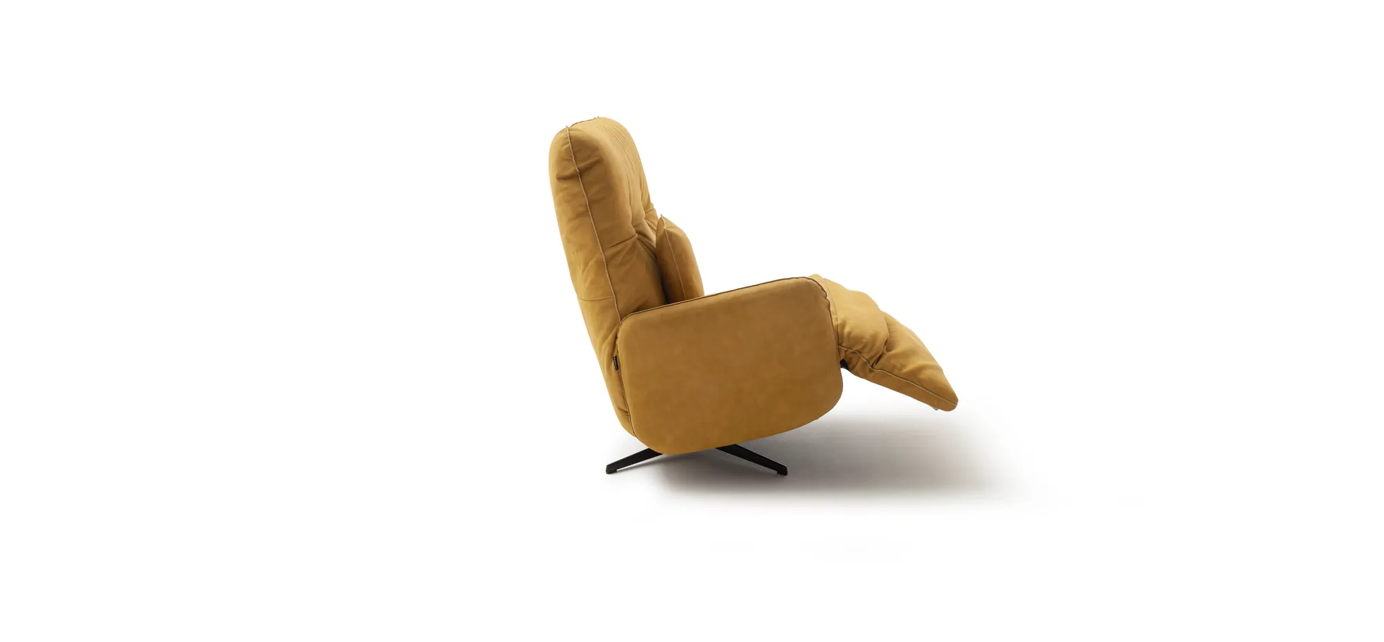Loungesessel Lovere - Leder, Curry, Armlehne links