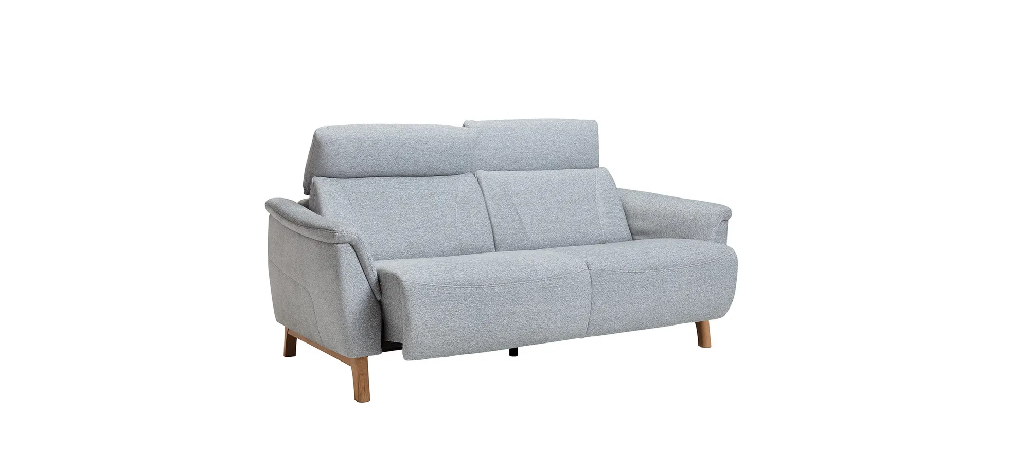 Sofa Nevin - 2,5-Sitzer inkl. Sitzvorzug (motorisch) und Kopfpolsterverstellung, Stoff, Silbergrau