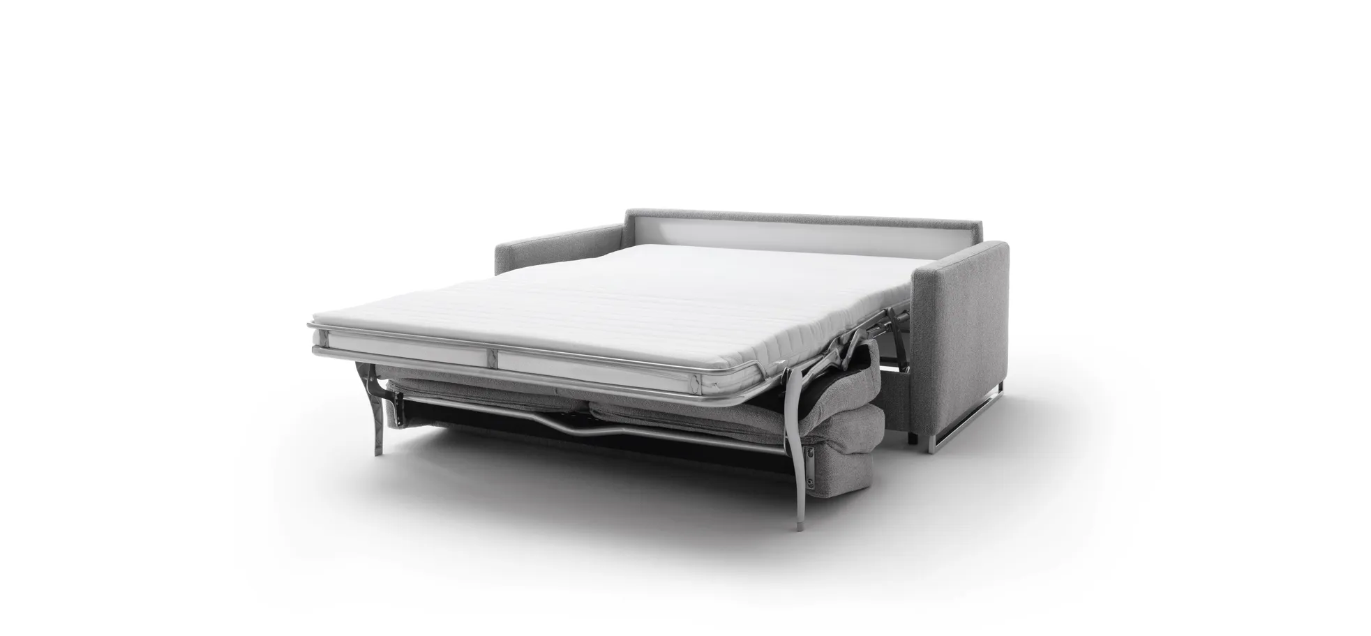 Sofa Nuoro - 2,5-Sitzer inkl. Schlaffunktion, Armlehne mit Kufe, Stoff, Grau