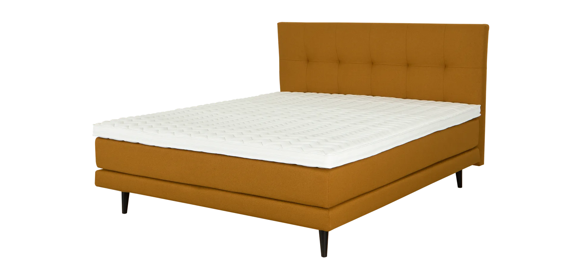 Boxspringbett Laura - Liegefläche ca. 180 x 200 cm, Stoff, Senfgelb