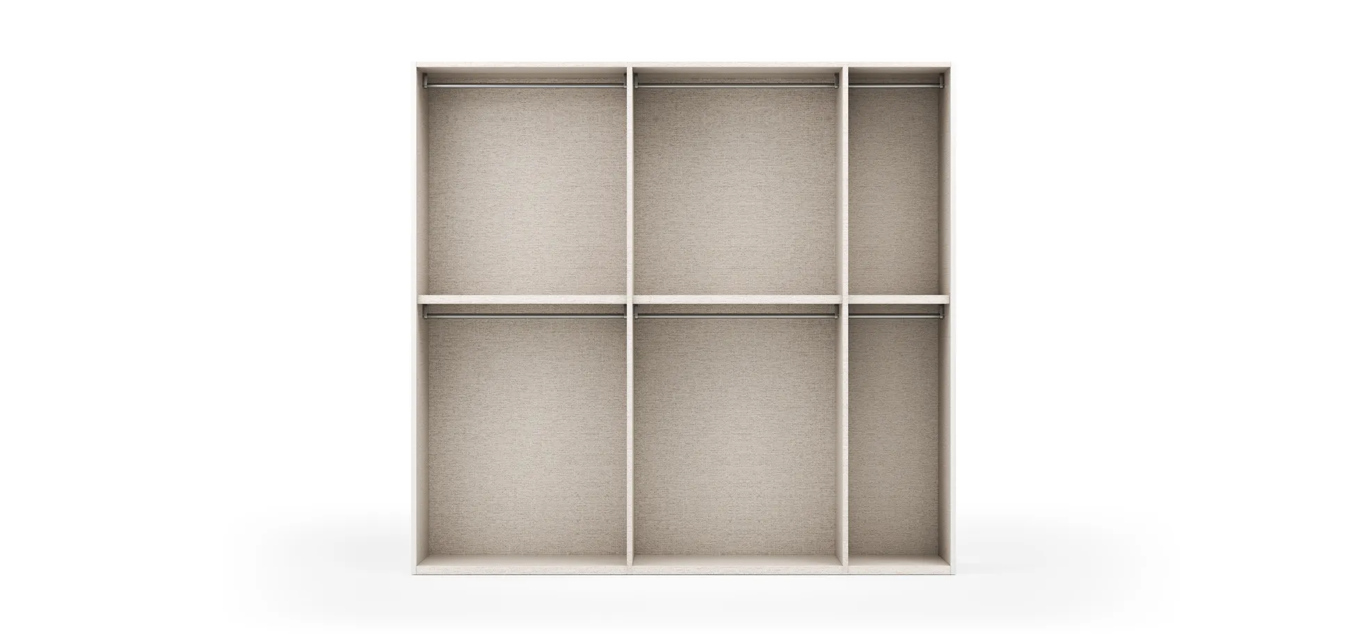Drehtürenschrank Loretto - B ca. 254 cm, Melamin matt, Weiß