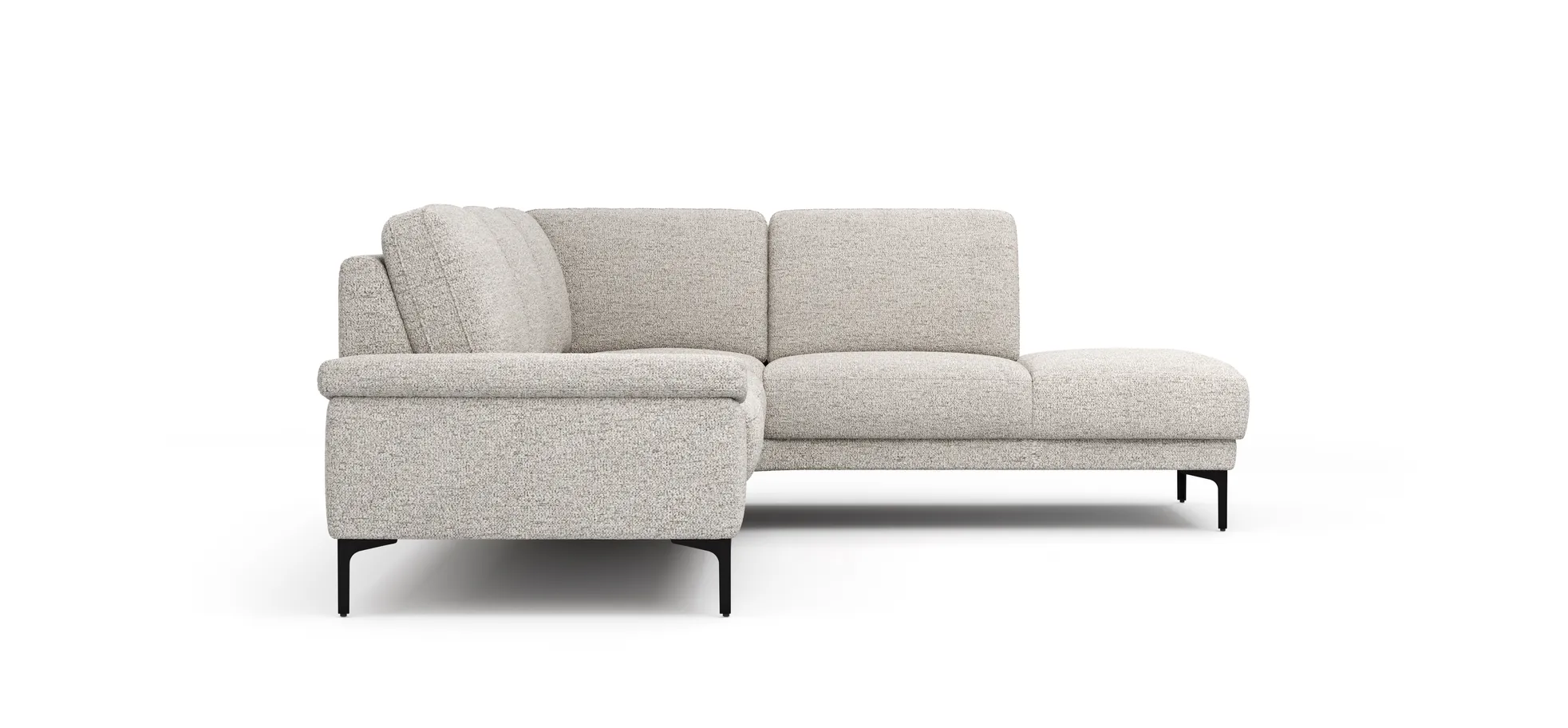 Ecksofa Matero - 2-Sitzer mit Ecke rechts, Stoff, Hellgrau