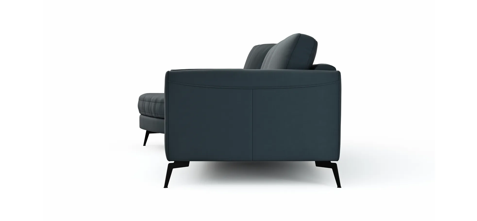 Ecksofa Oviedo - Ecke links mit 2-Sitzer, Leder, Dunkelblau