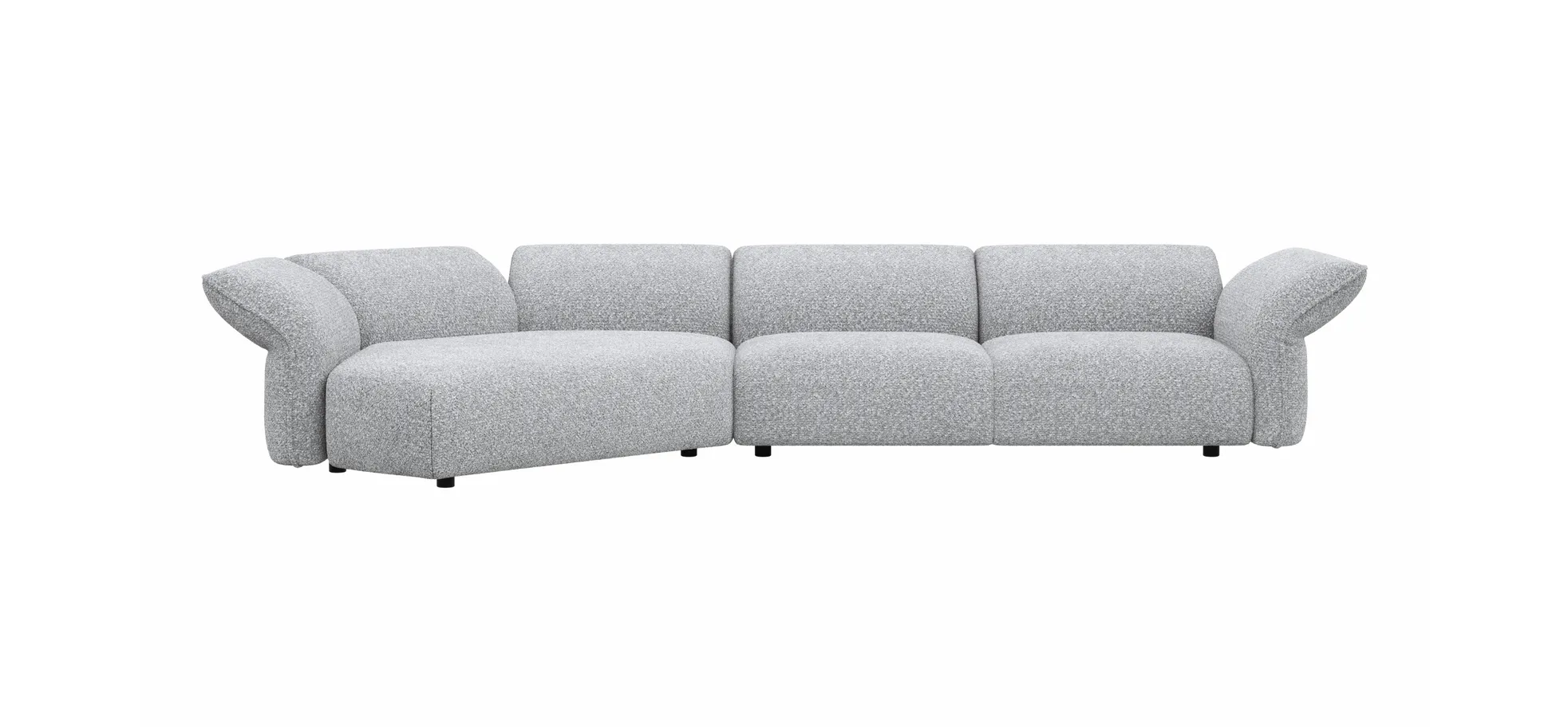 Trapezsofa Motone - Ecke links mit 2-Sitzer, Stoff, Hellgrau 203103
