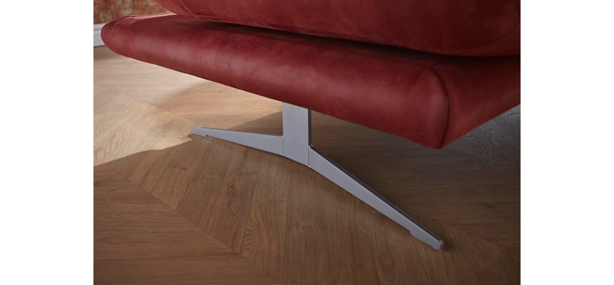 Sofa Lucero - 2,5-Sitzer inkl. Rückenlehne/Armlehne/Sitztiefe verstellbar und drehbares Sitzelement, Leder, Weinrot