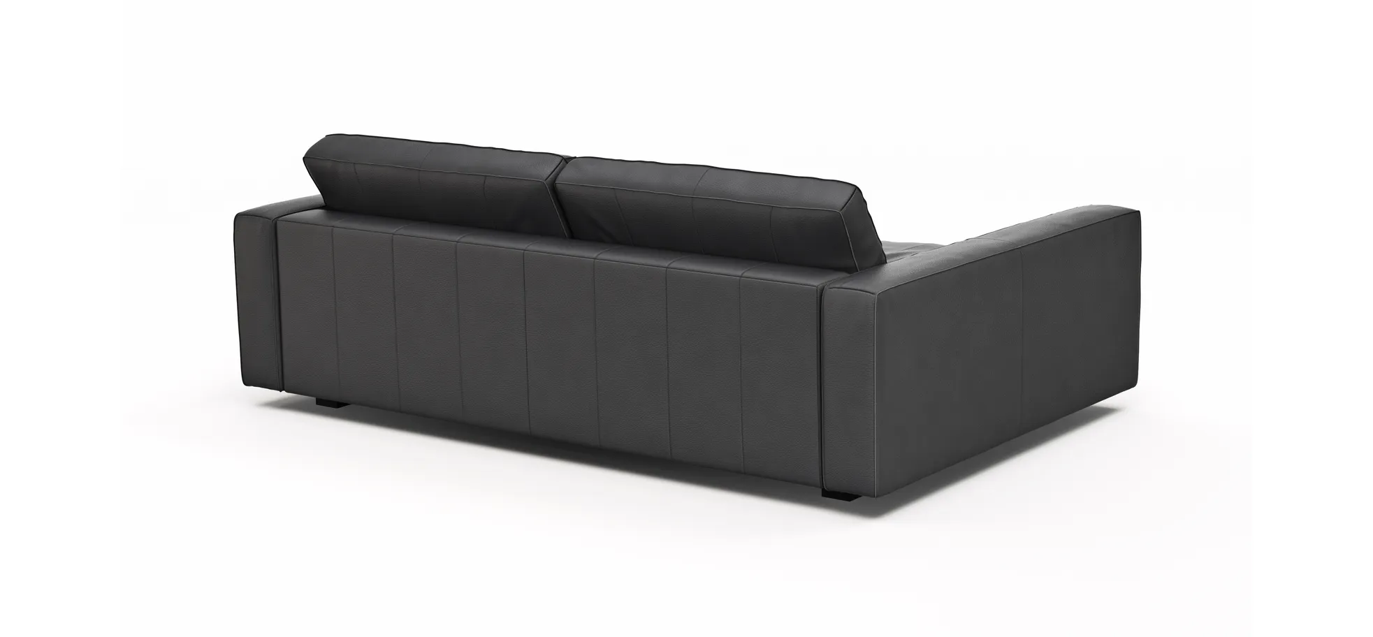 Sofa Aprino 2 - 3,5-Sitzer XXL, Dickleder, Schwarz, Armlehne Block schmal
