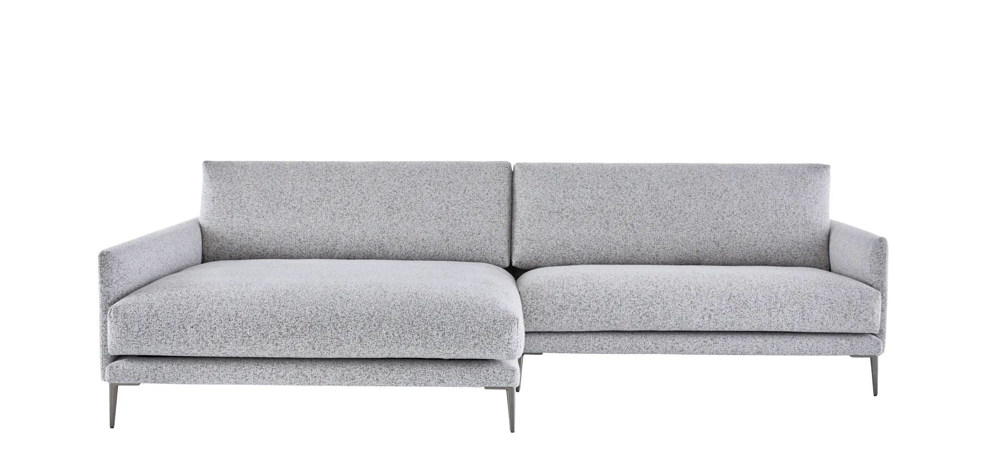 Ecksofa Cuneo Klassik - Longchair links, 2-Sitzer, Stoff, Hellgrau 3028681