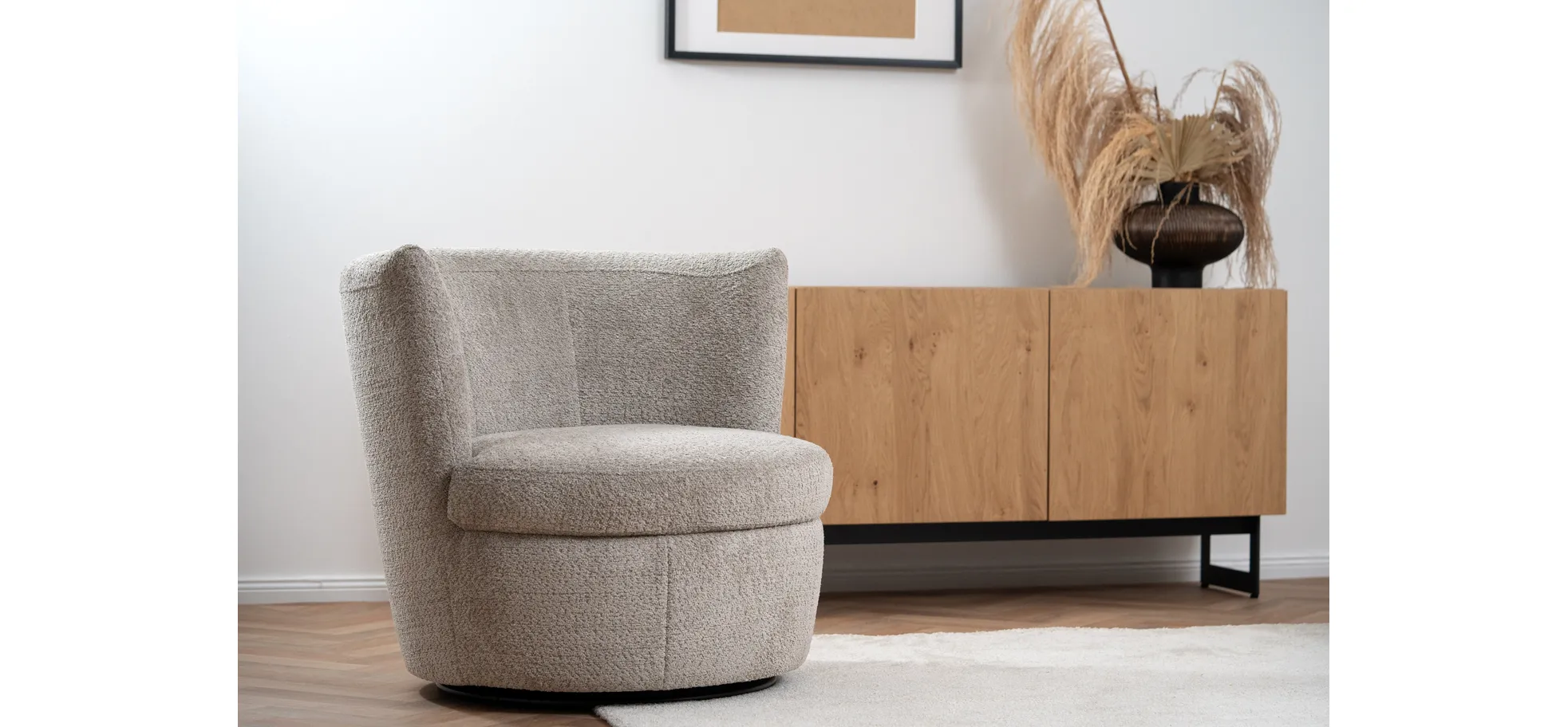 Sessel Cativa -  drehbar, Stoff, Graubeige