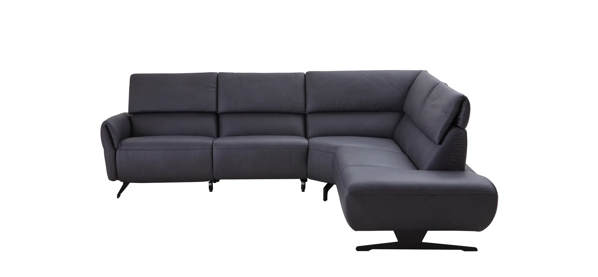 Ecksofa Managa - 2-Sitzer mit Ecke und Abschlussteil rechts, Leder, Anthrazit 135893