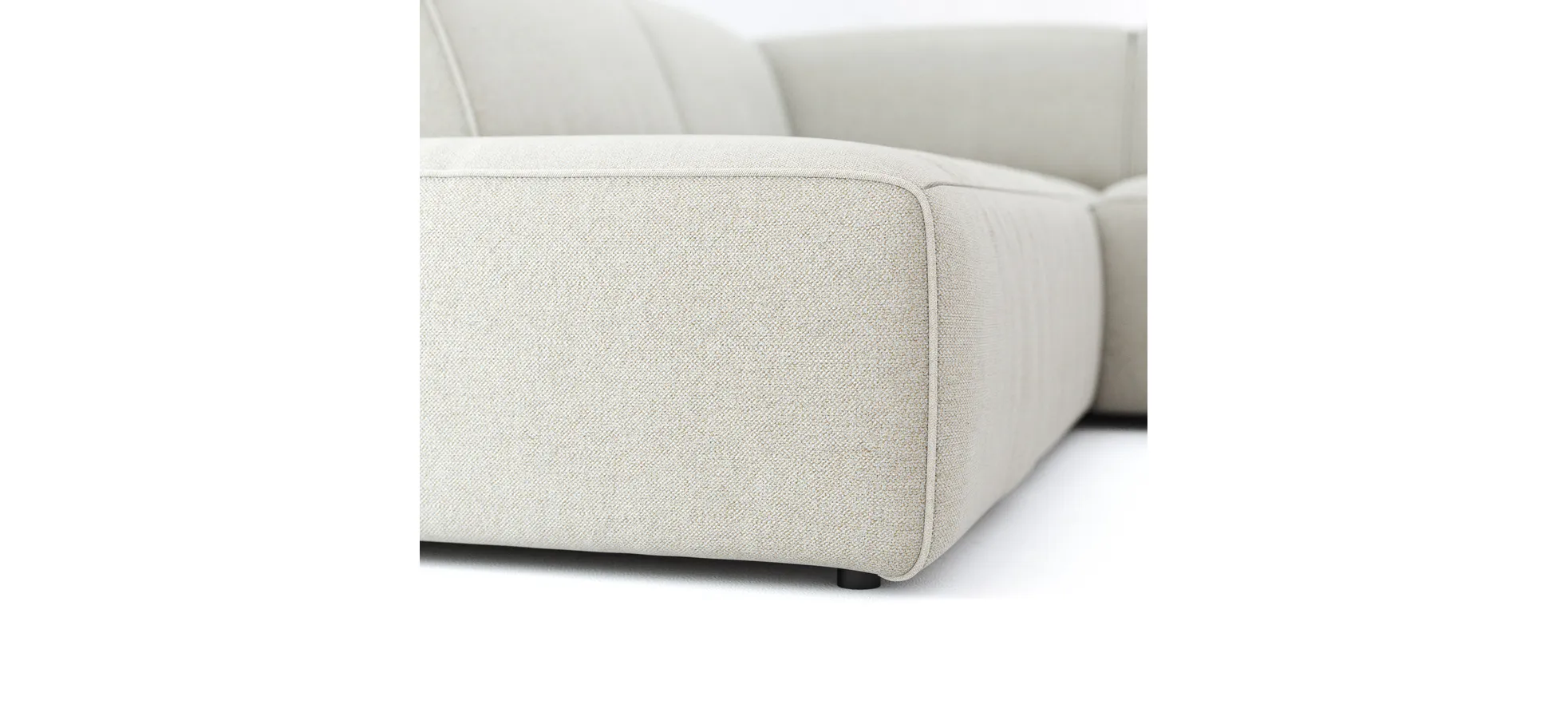 Ecksofa Elementos - Ecke links mit 2,5-Sitzer, Stoff, Natur