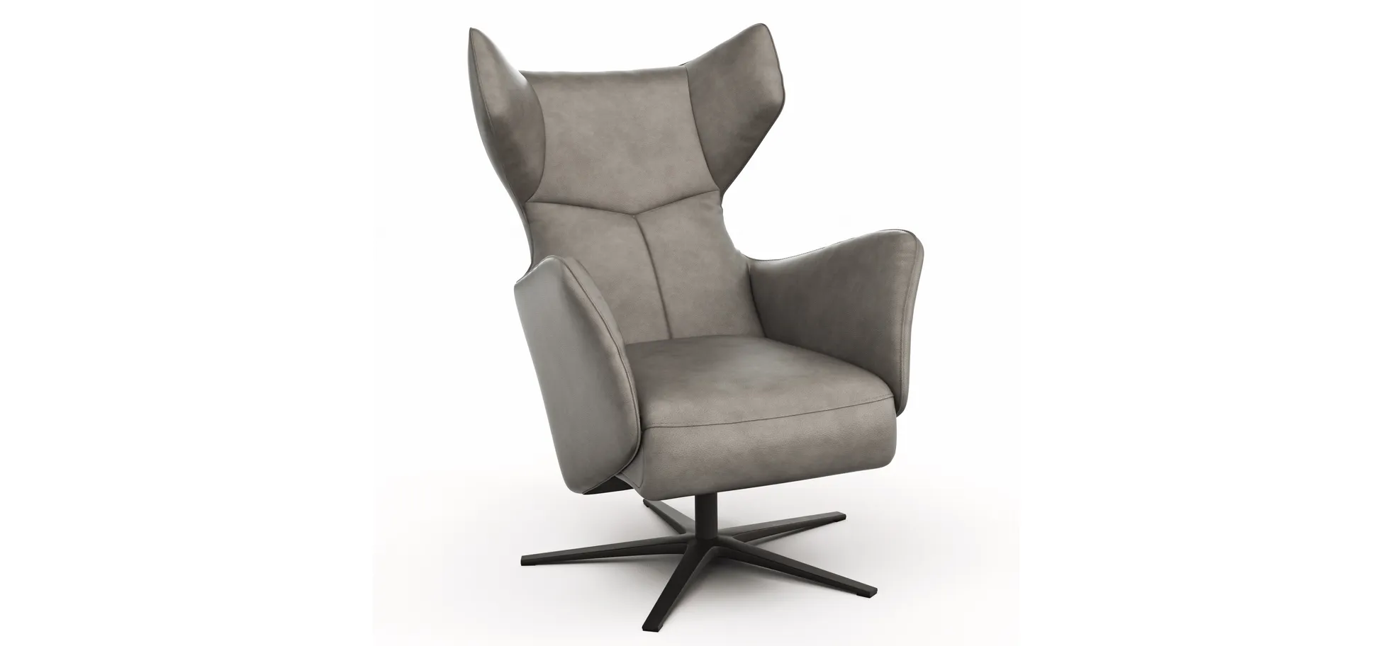 Sessel Noto Relax II - Rückenlehne verstellbar, Leder, Eisengrau