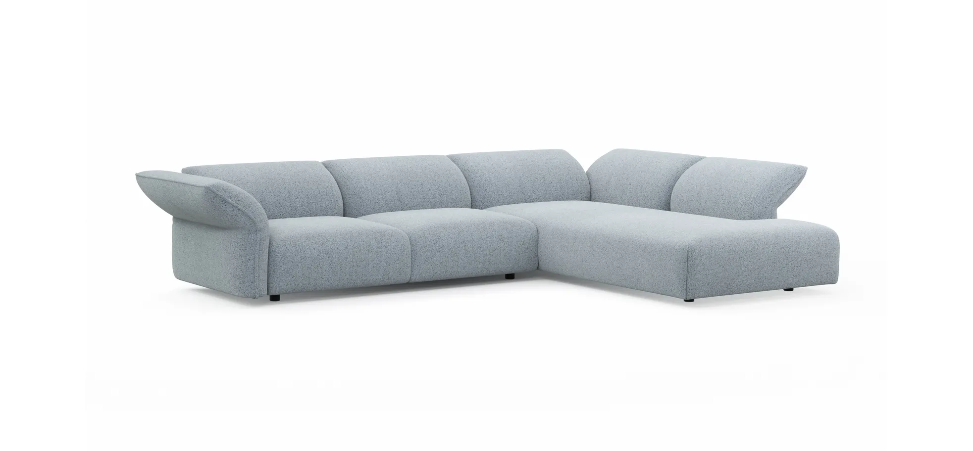 Ecksofa Motone - 2,5-Sitzer mit Ecke rechts, Stoff, Hellblau