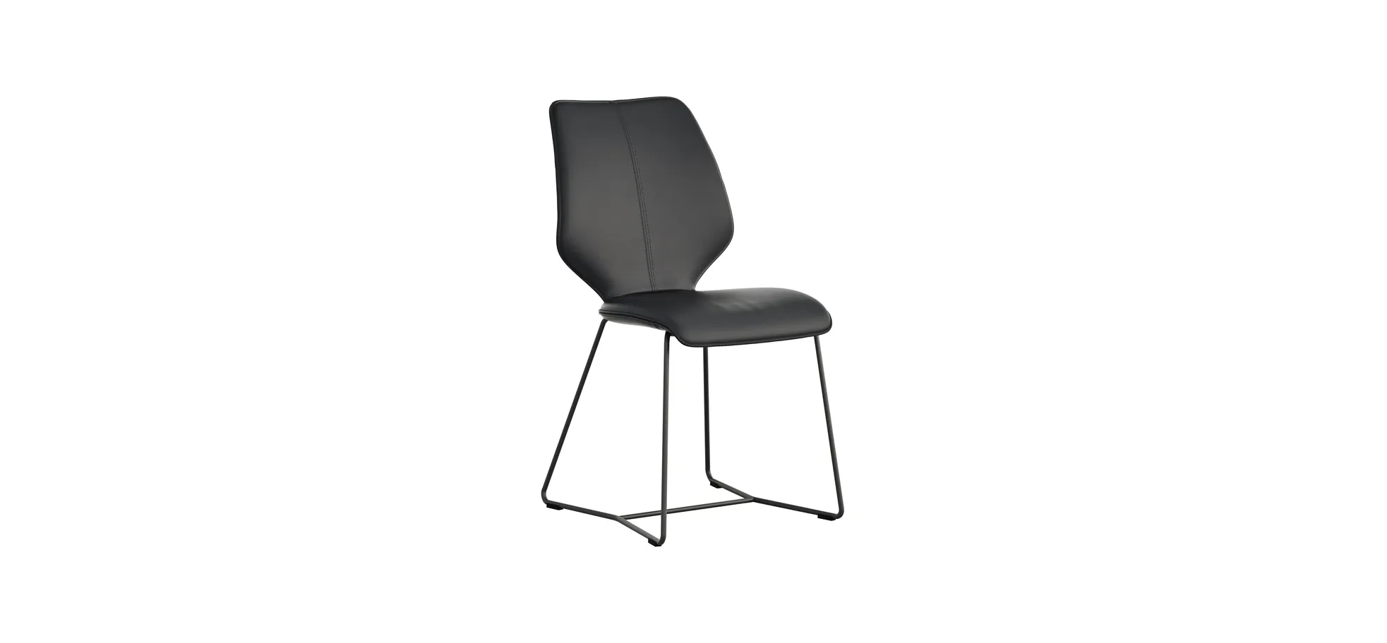 Stuhl Penthouse - Leder, Schwarz, Kufen, Anthrazit 111380