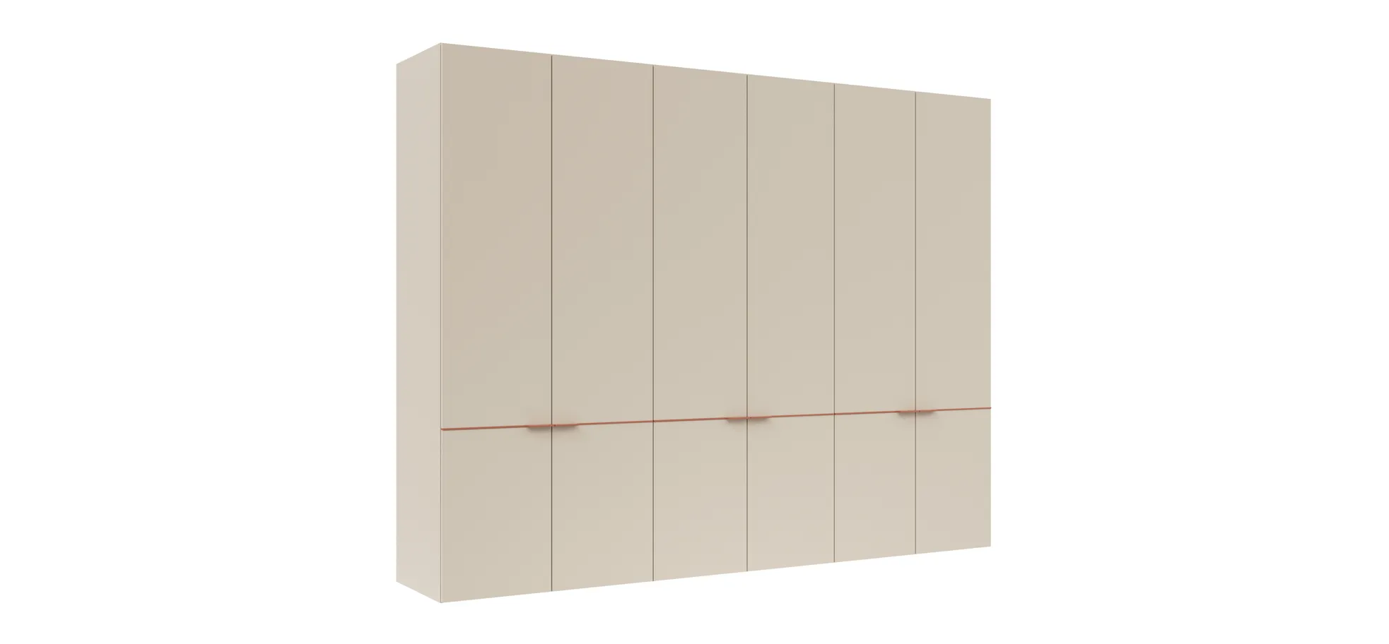 Drehtürenschrank Matera - BTH ca. 301x60x235 cm, Lack Kaschmir, Abs. Pfirsich 131612