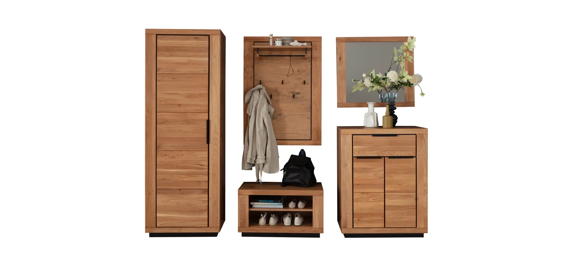 Garderobe - Wildeiche Nachbildung, Wildeiche massiv geölt