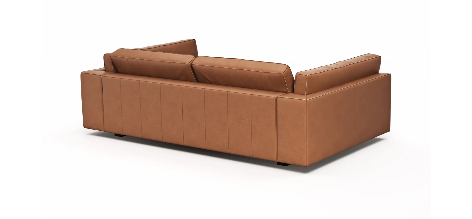 Sofa Aprino 3 - 3,5-Sitzer XXL, Dickleder, Cognac, Armlehne Kissen