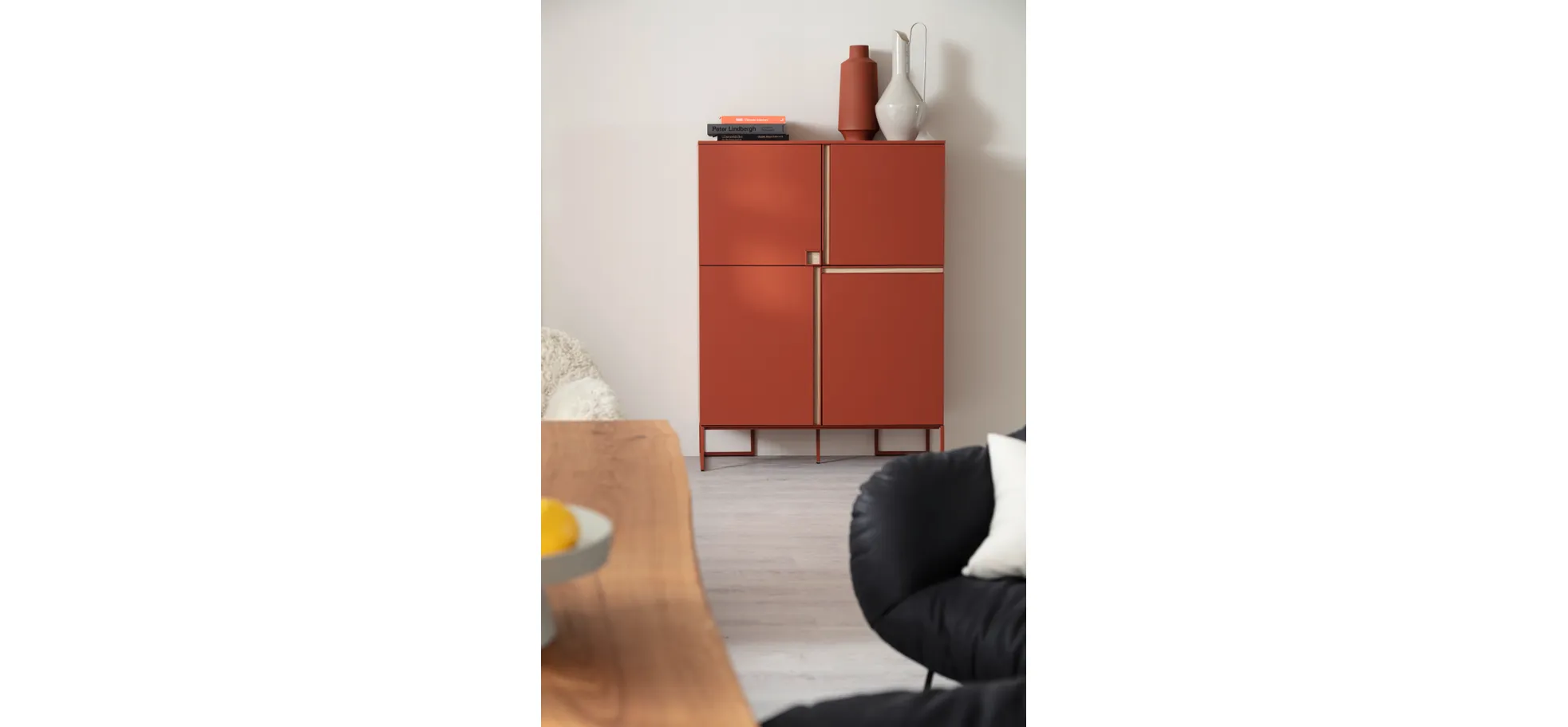 Highboard Venzone - BHT ca. 109x148x41 cm, Lack, Campari