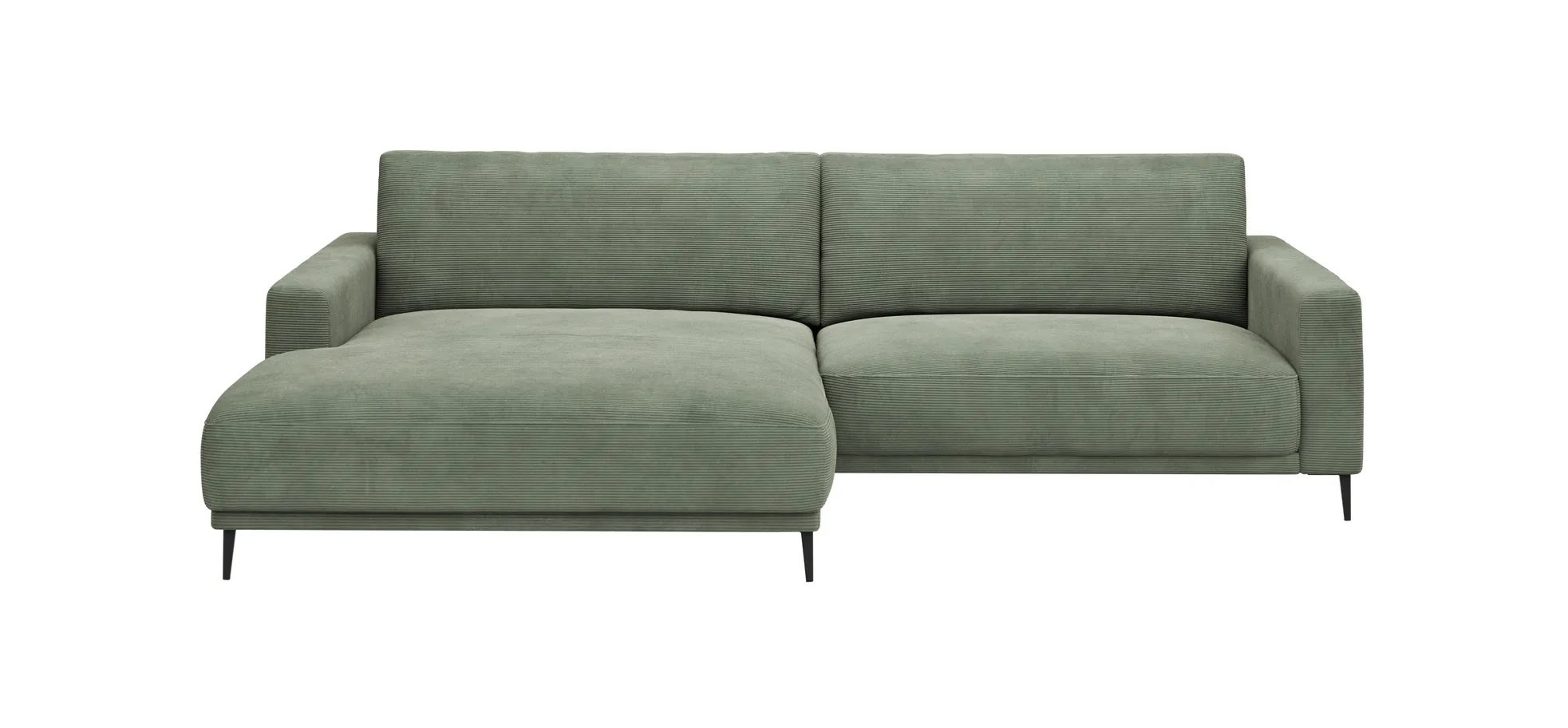 Ecksofa Solero - Longchair groß mit 1,5-Sitzer rechts, Stoff, Olivgrün 144986
