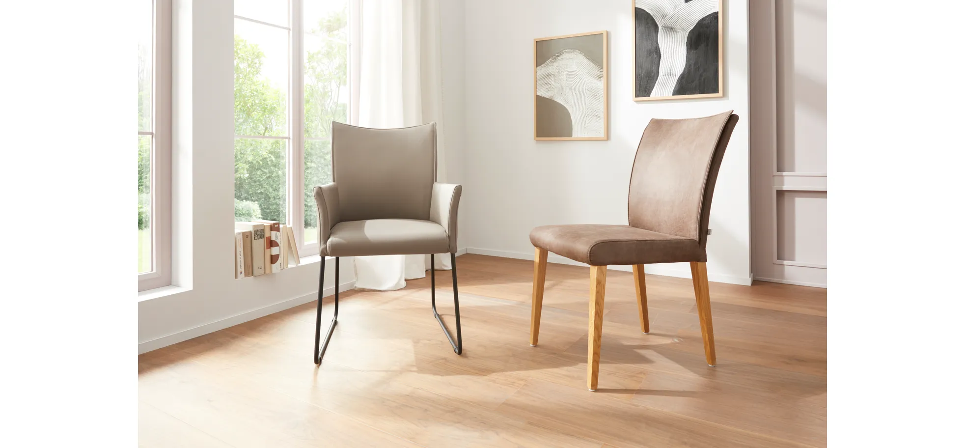 Armlehnstuhl Florea - Leder, Kitt