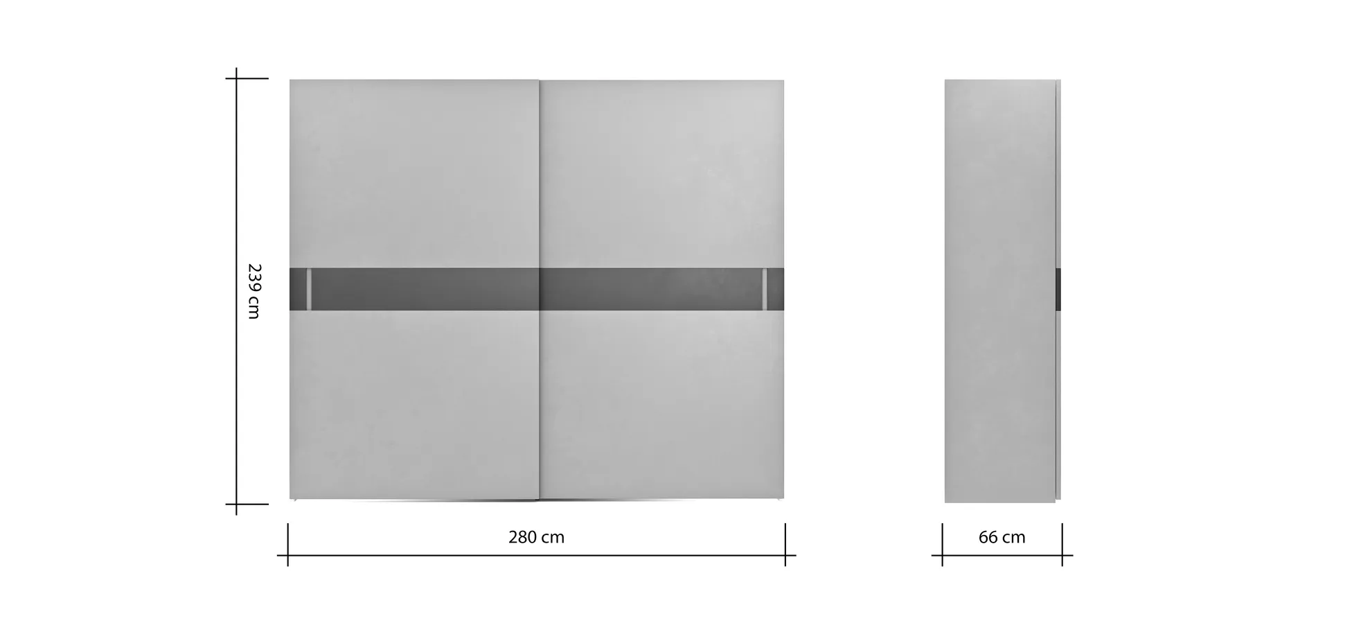 Schiebetürenschrank Loretto - B ca. 280 cm, Lack matt, Weiß
