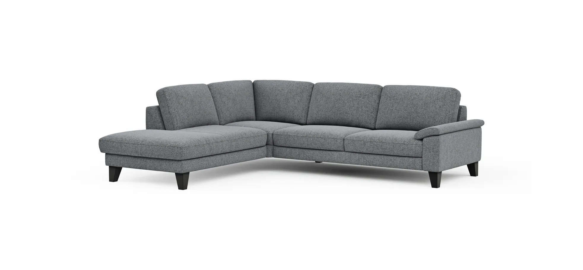 Ecksofa Oviedo - Ecke links mit 2,5-Sitzer inkl. Drehsitz, Stoff, Grau