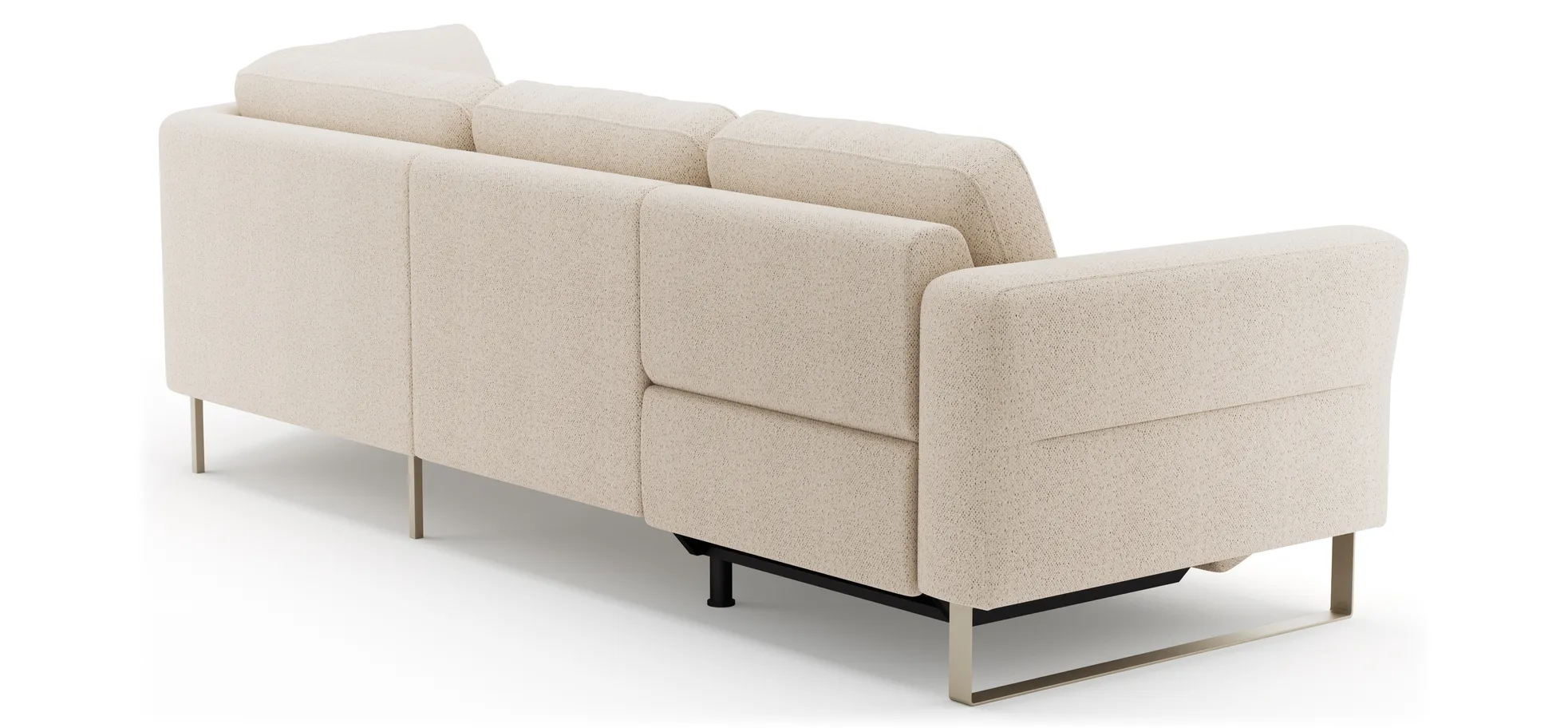 Ecksofa Leona - 2,5-Sitzer mit Ecke rechts inkl. Relaxfunktion motorisch, Stoff, Creme 