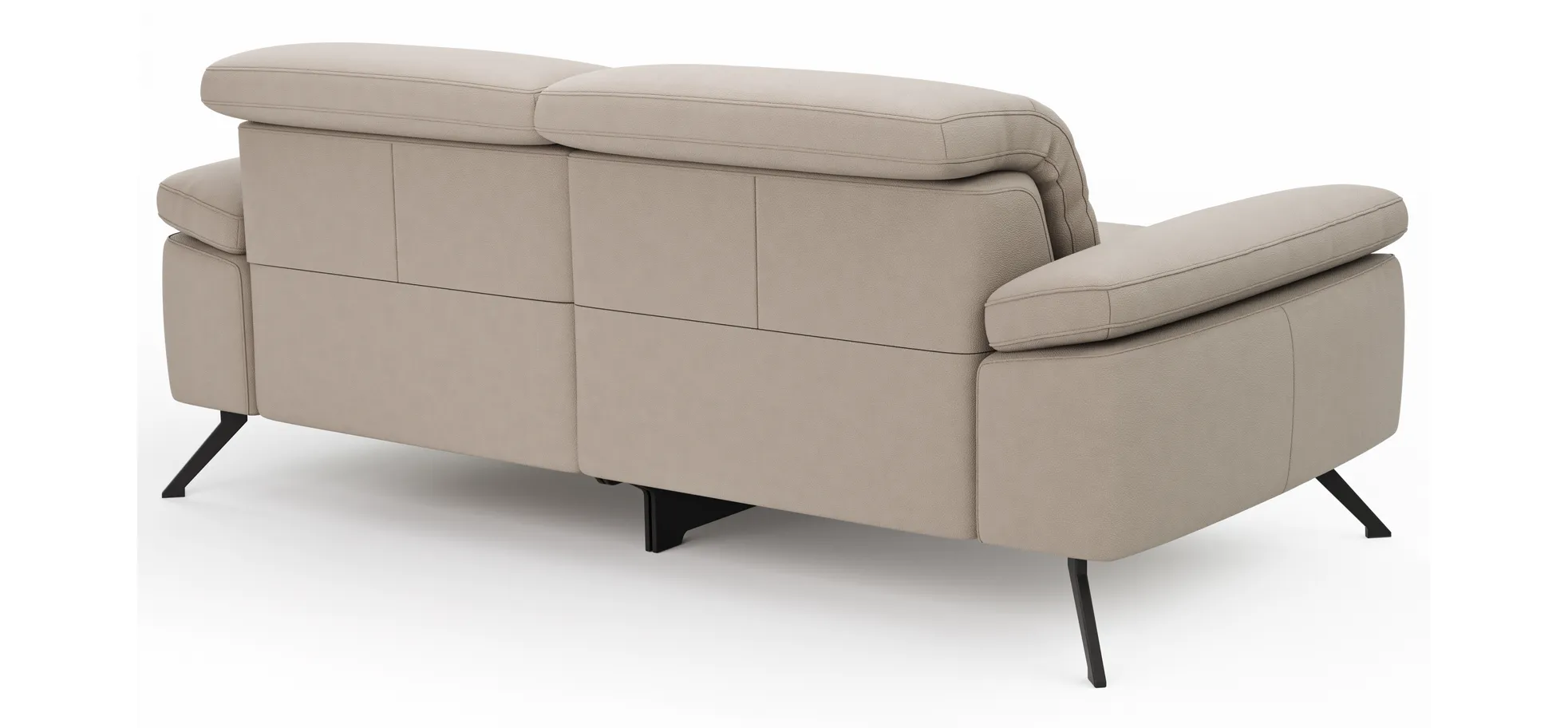 Sofa Rafaela 2.0 - 2,5-Sitzer inkl. 1x Relaxfunktion und Kopfteile verstellbar, Leder, Champagner