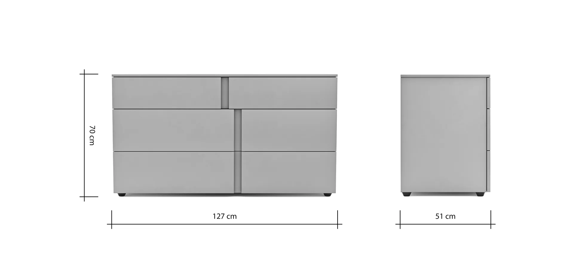 Kommode Loretto - BHT ca. 127x70x51 cm, Lack matt, Weiß