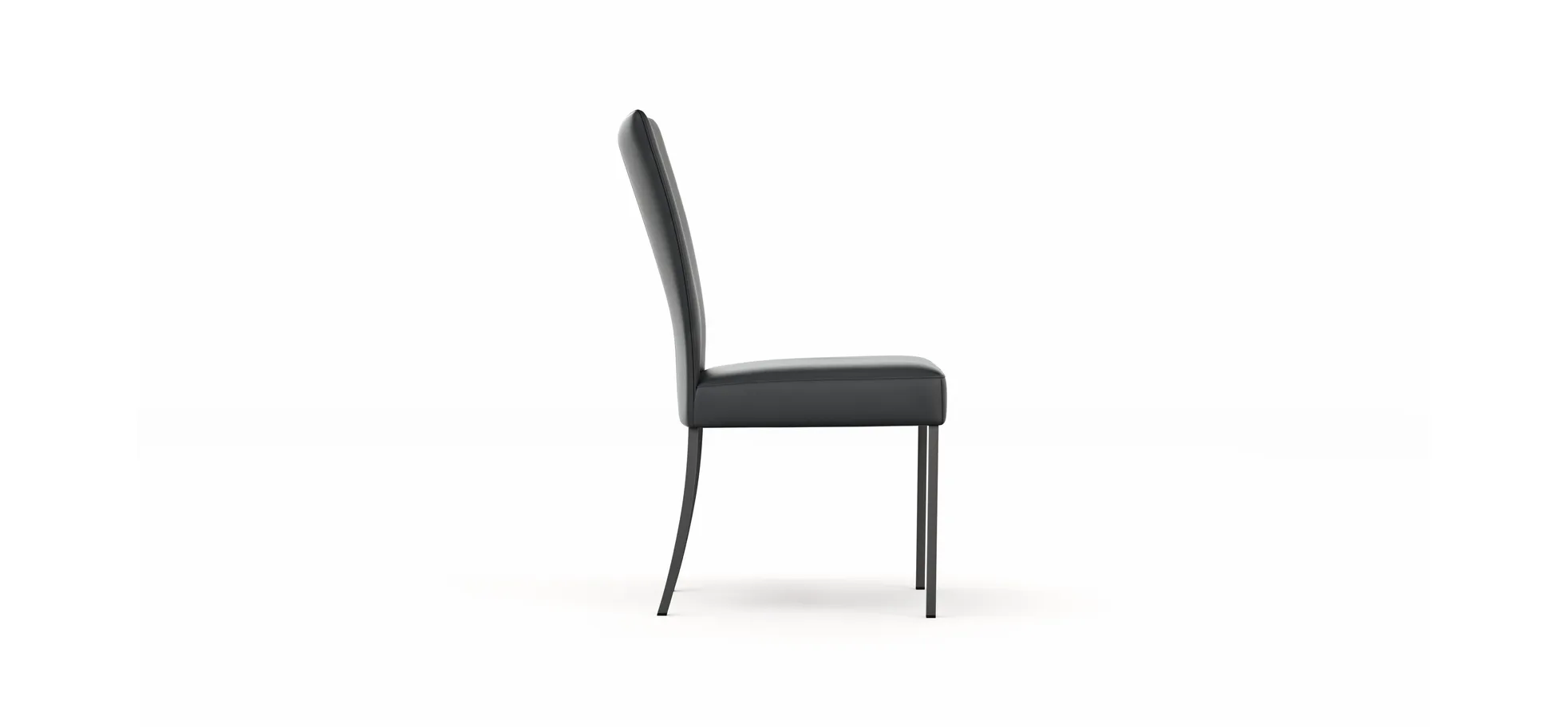 Stuhl Penthouse - Leder, Schwarz, 4 Fuß, Metall, Schwarz