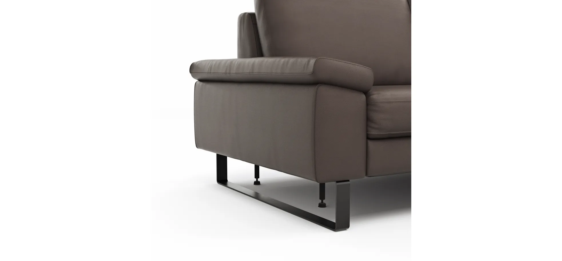 Ecksofa Enna - 3-Sitzer mit Ecke rechts inkl. motorischer Relaxfunktion, Leder, Mocca