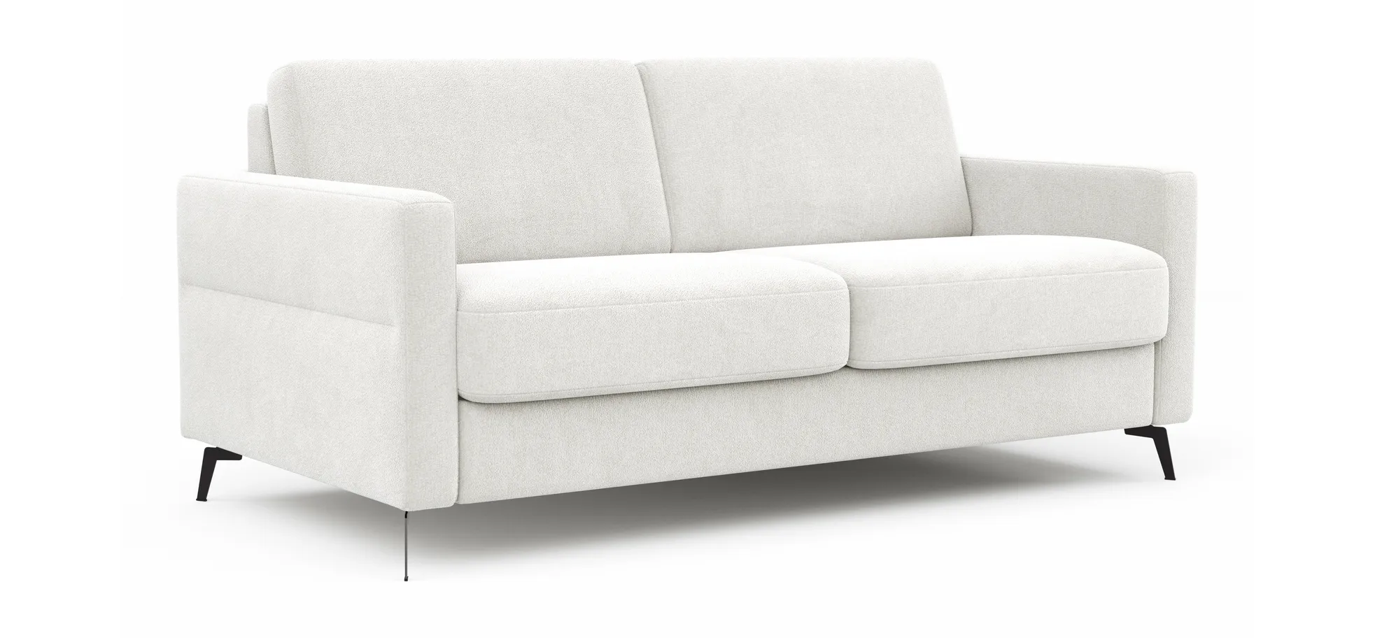 Schlafsofa Laredo - 2,5-Sitzer inkl. Schlaffunktion und Armlehne klappbar, Stoff, Offwhite