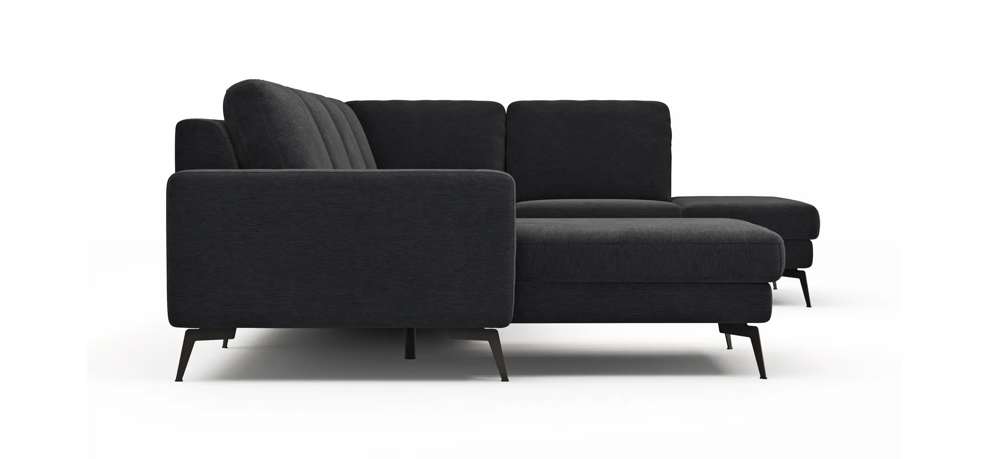 Wohnlandschaft Enna - Longchair links, 2,5-Sitzer, Ecke rechts, Stoff, Anthrazit
