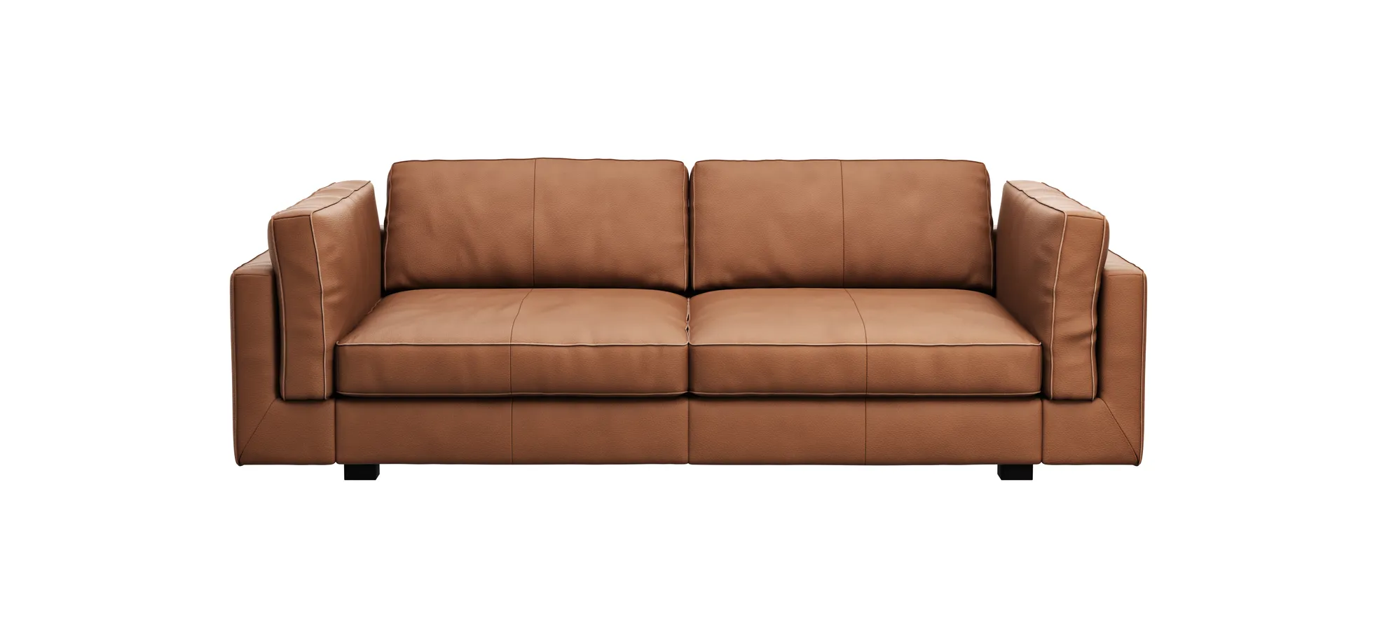 Sofa Aprino 3 - 3,5-Sitzer XXL, Dickleder, Cognac, Armlehne Kissen 111326
