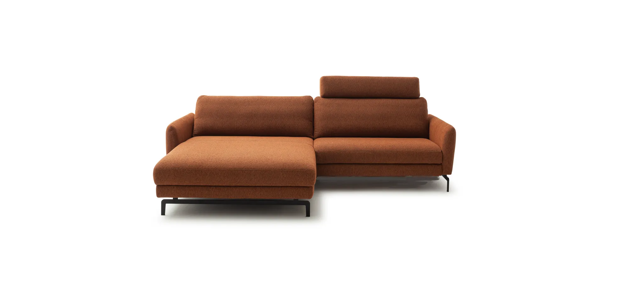 Ecksofa Enna - Longchair links mit 1,75-Sitzer, Stoff, Terracotta 134502