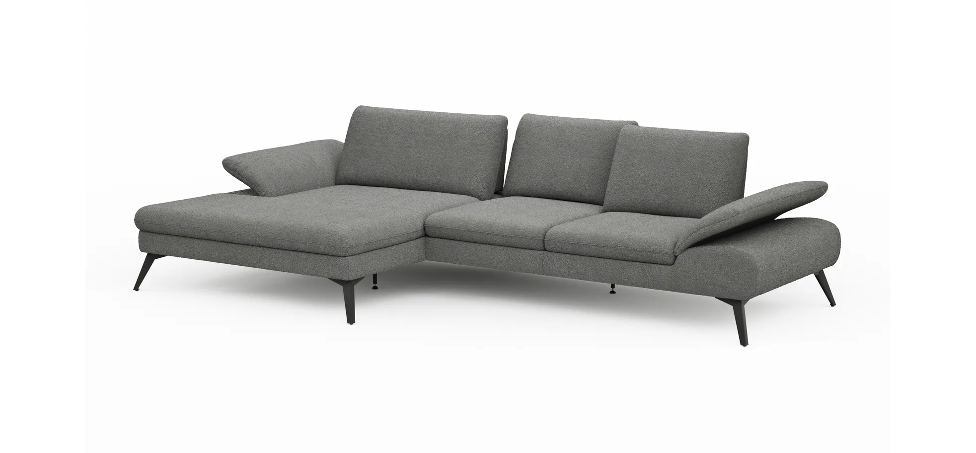 Ecksofa Collina - Longchair links, 2,5-Sitzer, Stoff, Dunkelgrau