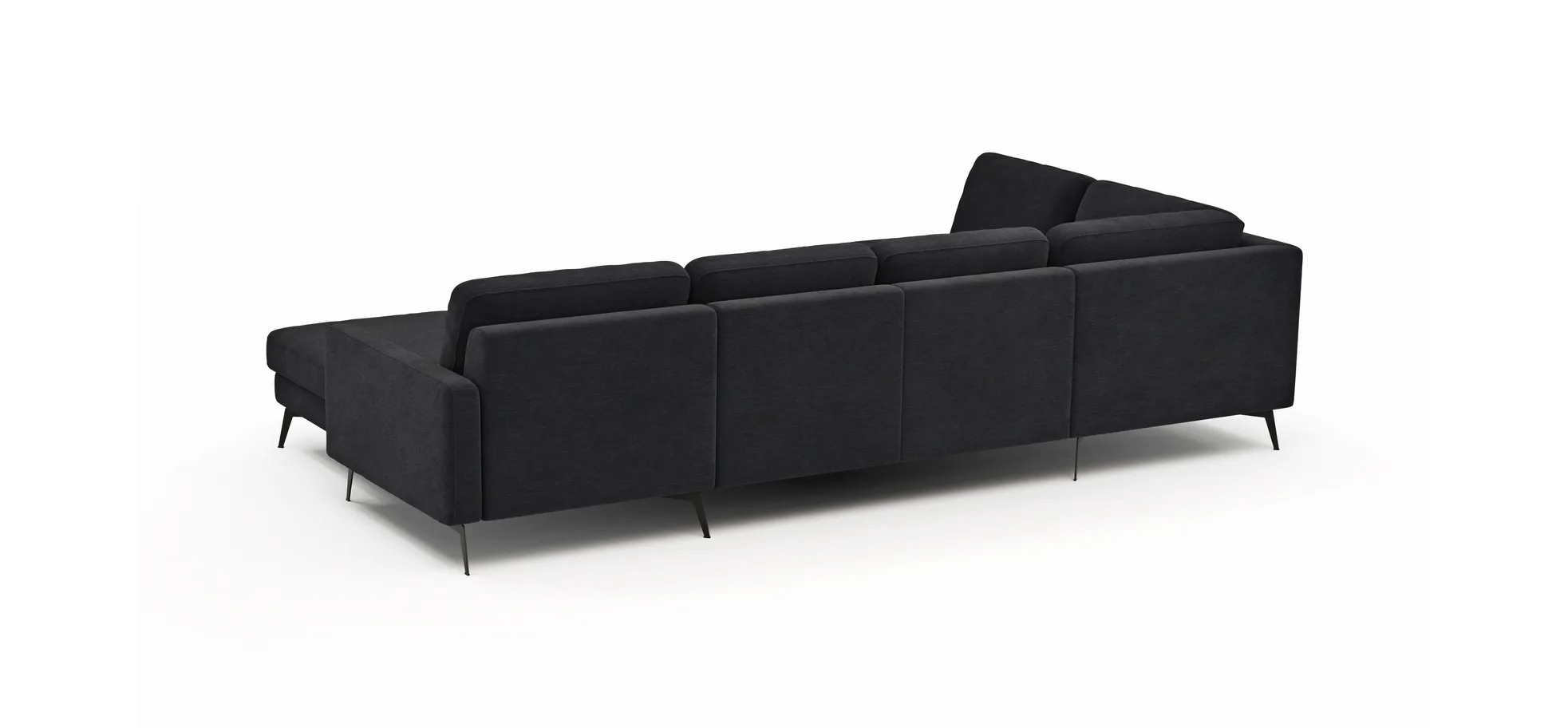 Wohnlandschaft Enna - Ecke links, 2,5-Sitzer, Longchair rechts, Stoff, Anthrazit