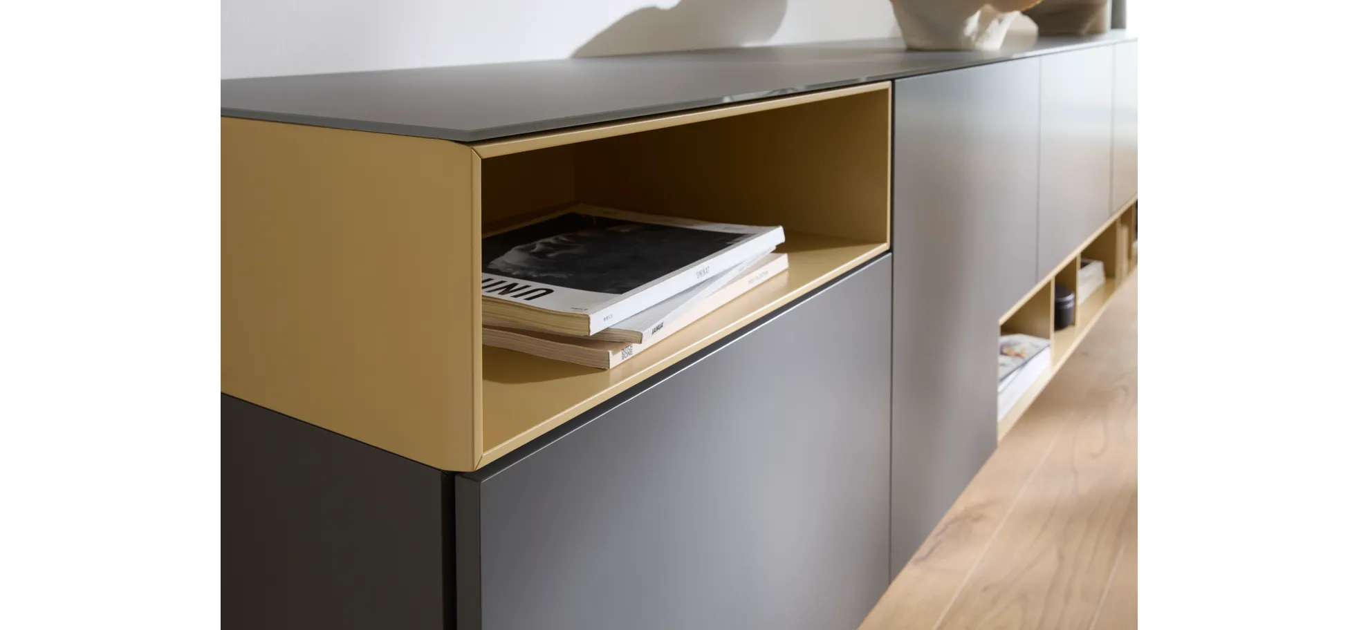 Sideboard 3900 - BHT ca. 260x55x45 cm, Lack, Steingrau