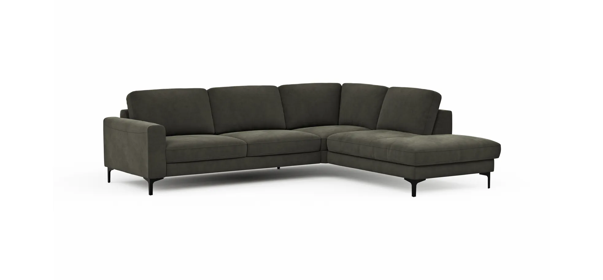 Ecksofa Oviedo - Ecke links mit 2,5-Sitzer, Stoff, Braungrün
