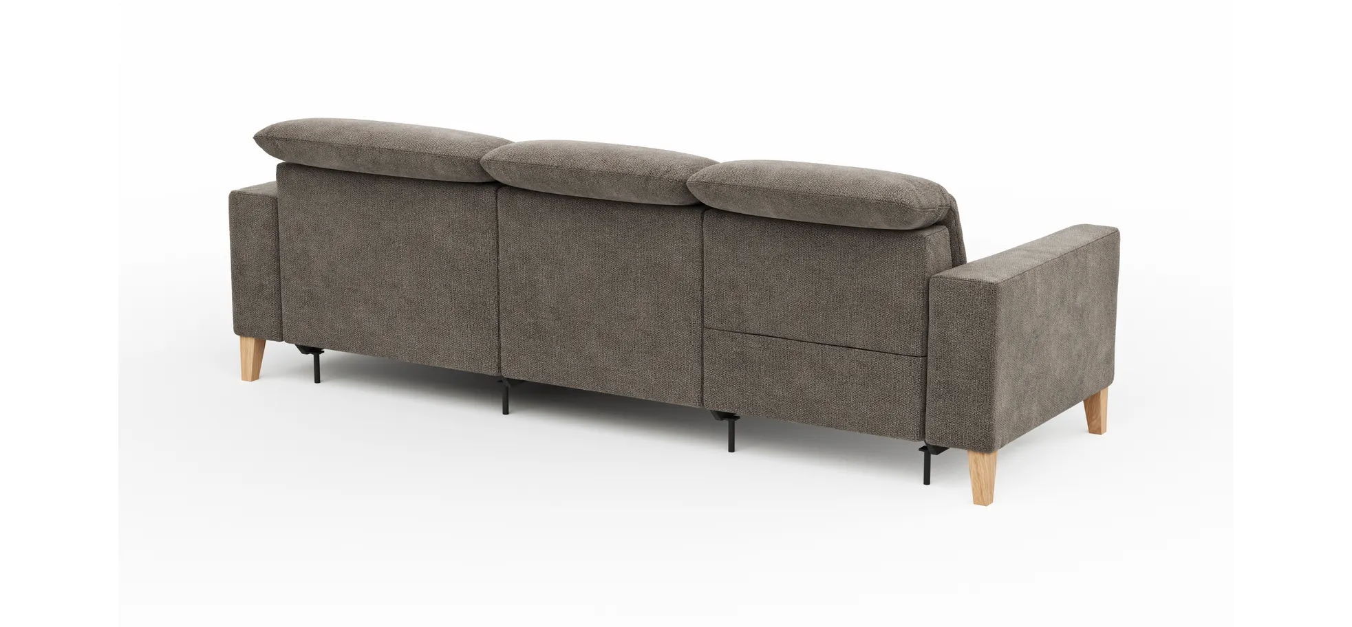 Ecksofa Alegria Plus - 2,5-Sitzer mit Longchair rechts inkl. Kopfteil verstellbar (motorisch+manuell) und Relaxfunktion (motorisch), Stoff, Nougat