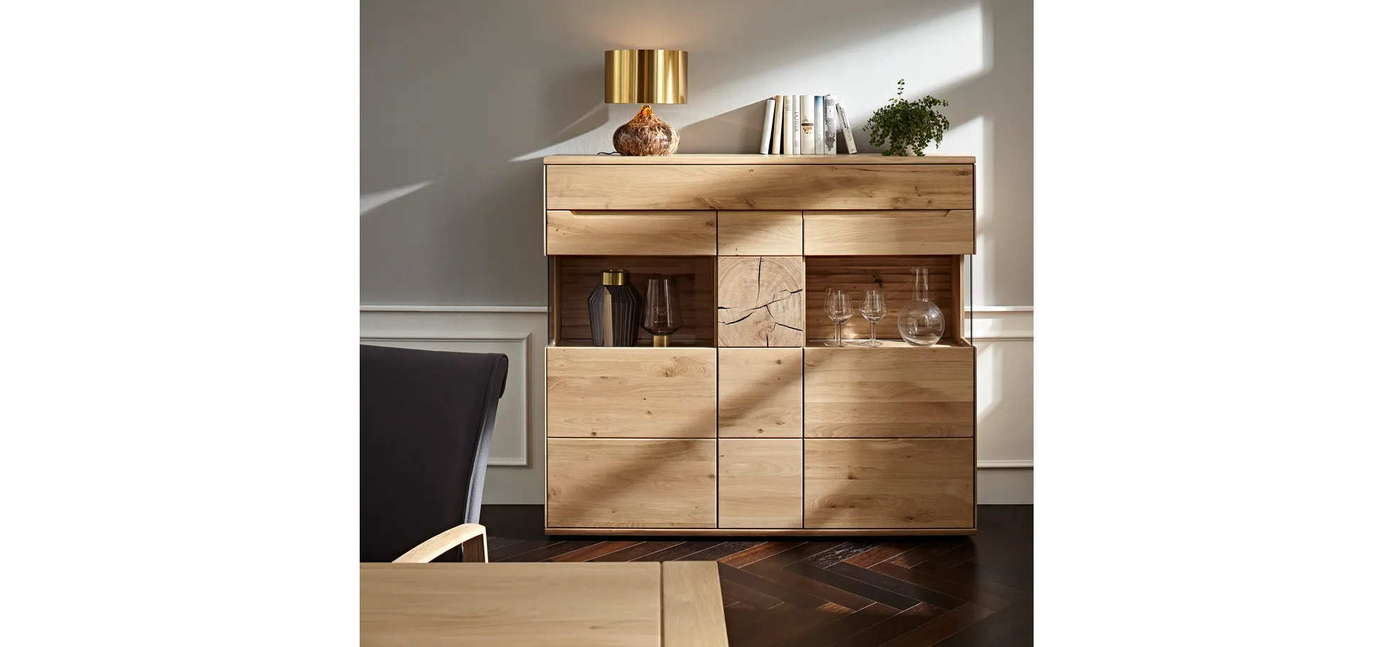 Highboard Amora - Wildeiche massiv bianco